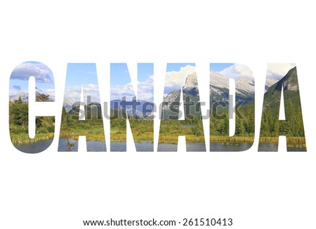 Word Canada. Rocky Mountains landscape. Alberta. Canada