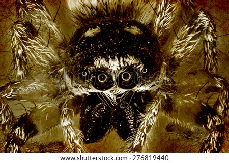 Textured old paper background with spider