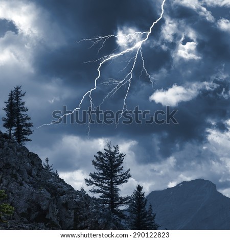 Storm lighting in the Rocky mountains. Canada