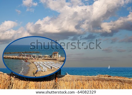 Collage from two photos of perfect sea coast of the Mediterranean sea