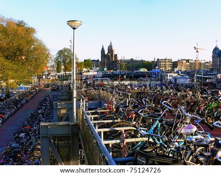 Bicycles on parking in Amsterdam (Netherlands)