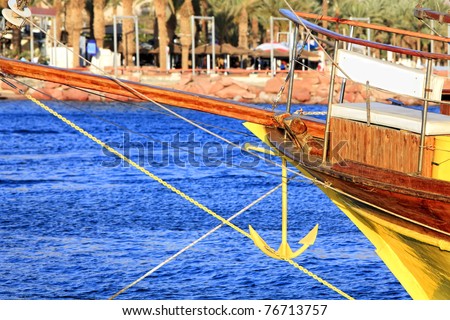 Old sailing vessel at coast of Eilat (Red sea. Israel)