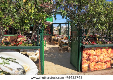 Entrance to restaurant open veranda.Eilat.Israel