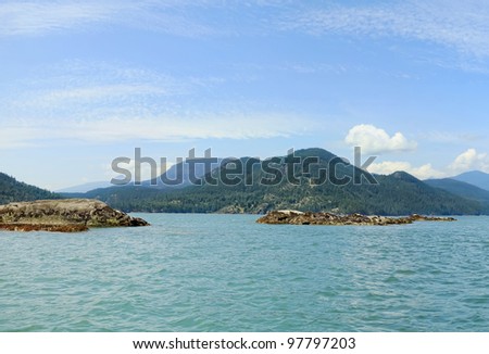 Beautiful seascape - Seal islands in Pacific ocean. Vancouver island.Canada.