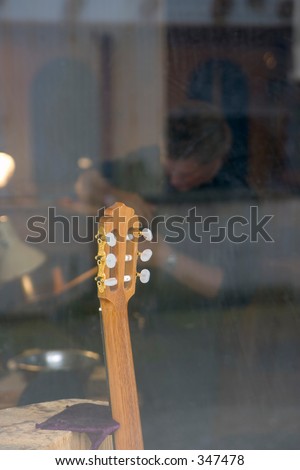 Guitar in a shop window