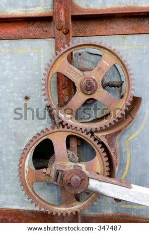 Mechanical wheels on an old machine