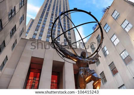 NEW YORK CITY, NY - DEC 30: Rockefeller Center on Fifth Avenue on December 30, 2011 in New York City. Fifth Avenue has the world\'s most expensive retail spaces as the symbol of wealthy New York.