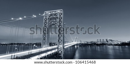 George Washington Bridge black and white over Hudson River.