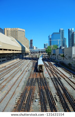 TORONTO, CANADA - JULY 3: Subway with rails on July 3 in Toronto, Canada. 2012. Operated by Government of Ontario in Great Toronto, it carries over 217,000 passengers weekday and 57 M annually.