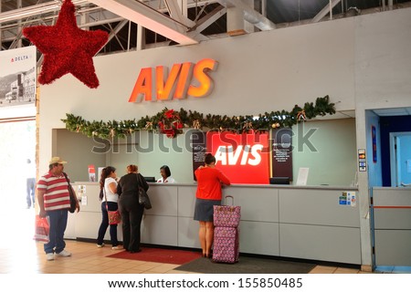 St Thomas, Virgin Islands - Jan 7: Car Rental Company Counter At Airport On January 7, 2013 In St Thomas, Virgin Islands. Cyril E. King Airport Is The Busiest In The United States Virgin Islands