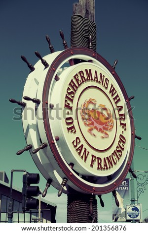 SAN FRANCISCO, CA - MAY 11: Fisherman\'s Wharf pier on May 11, 2014 in San Francisco. It is one of the busiest and well known tourist attractions in the western United States
