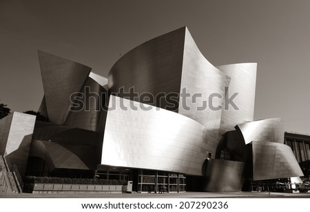 Los Angeles, CA - MAY 18: Walt Disney Concert Hall in Downtown on May 18, 2014 in Los Angeles. Los Angeles is the second-most populous city after New York in USA.