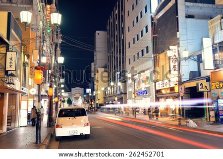 KYOTO, JAPAN - MAY 18: Street night view on May 18, 2013 in Kyoto. Former imperial capital of Japan for more than one thousand years, it has the name of City of Ten Thousand Shrines.