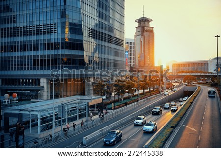 SHANGHAI, CHINA - JUN 1: City view at sunset on June 1, 2013 in Shanghai. Shanghai is the largest city by population in the world of more than 24 million as of 2013.