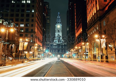 PHILADELPHIA, PENNSYLVANIA - MAR 26: City street view with urban buildings on March 26, 2015 in Philadelphia. It is the largest city in Pennsylvania and the fifth in the United States.