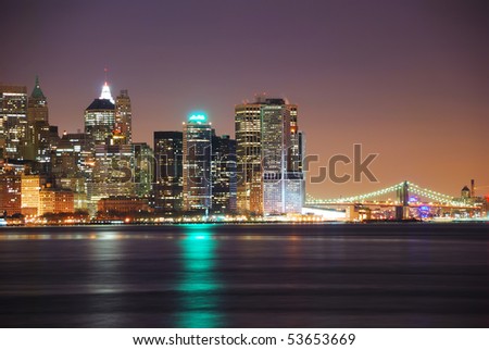 new york city at night skyline. New York City skyline at