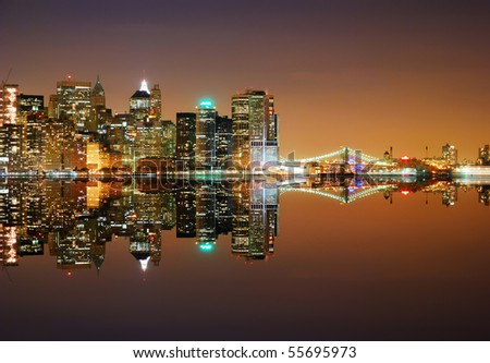 new york city skyline at sunset. stock photo : New York City
