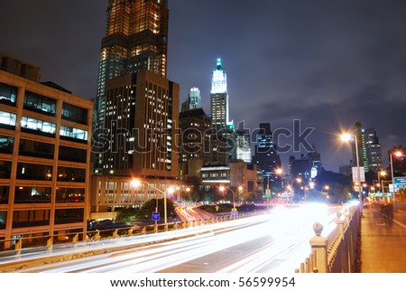 new york city streets at night. at night in New York City