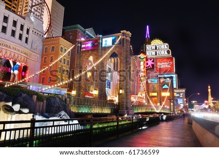 vegas strip night. stock photo : LAS VEGAS - MAR 4: Vegas Strip at night on March 4
