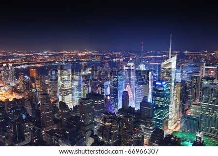 new york times building at night. stock photo : New York City