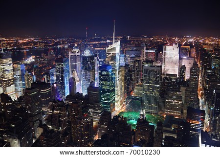 new york times building night. stock photo : New York City