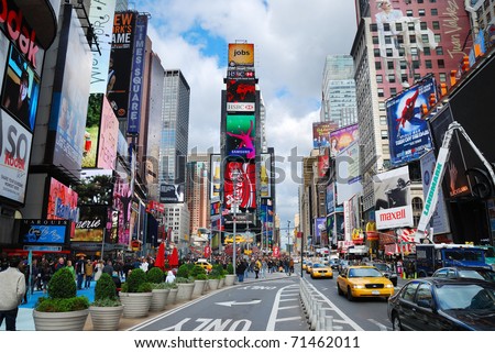 NEW YORK CITY, NY - SEP 5: Times Square is featured with Broadway Theaters and LED signs as a symbol of New York City and the United States, September 5, 2009 in Manhattan, New York City.