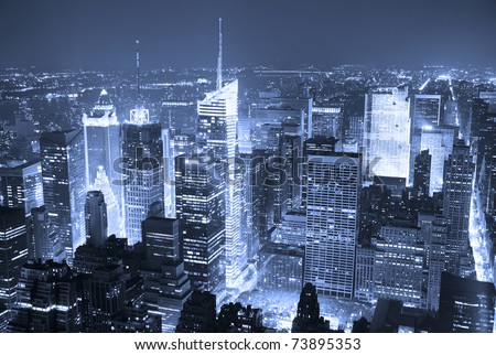 new york city at night black and white. stock photo : New York City