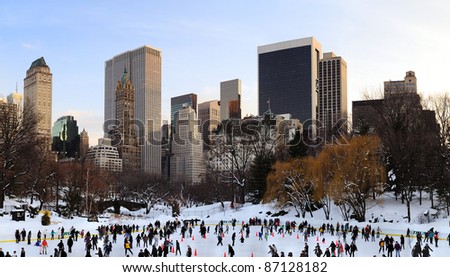 NEW YORK CITY, NY - JAN 1: Central Park Ice Rink on January 1, 2011 in Manhattan, New York City.Central park has been a National Historic Landmark since 1963.
