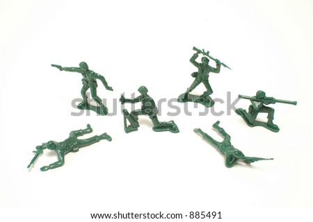 Toy soldiers on a white background