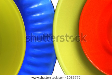 Brightly Colored Dishes On White Background. Stock Photo 1083772 ...