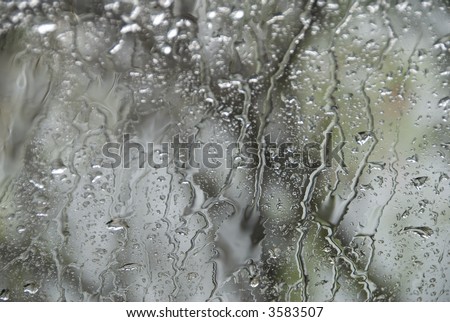A background image of rain running down glass during a storm. Shallow DOF