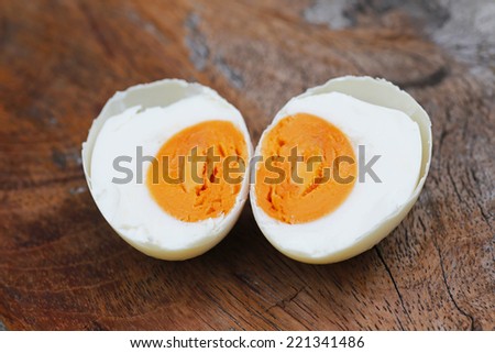 Salted egg on rice porridge