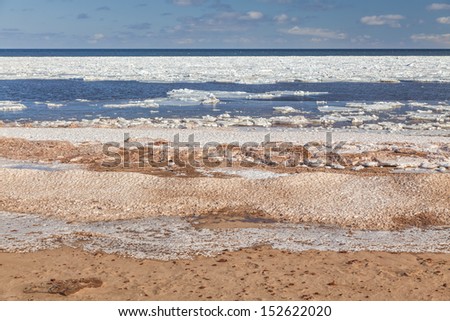 Ice breaking up on Cavendish Beach, Prince Edward Island.
