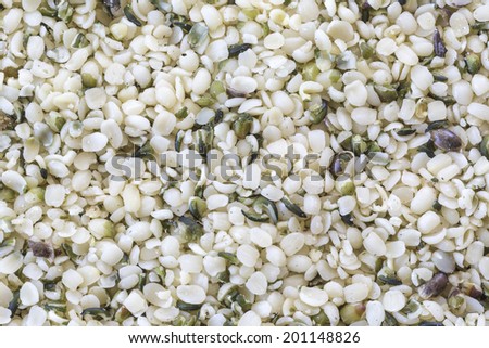 Processed hemp seeds commonly known as hemp hearts.