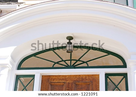 Front door light of a heritage home.