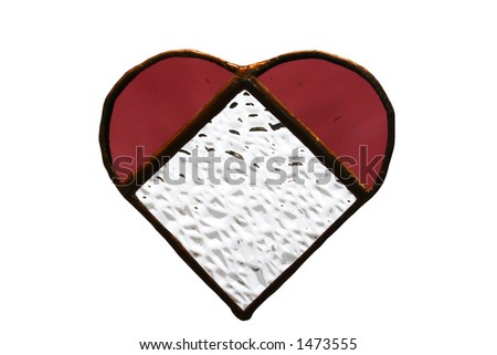 Stained glass hand crafted heart with copper accents.  Has clipping path.