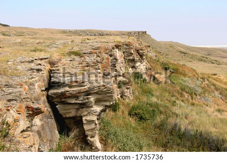 Cliff used as a buffalo jump for plains Indians hunting bison.  Buffalo were herded off the cliff.