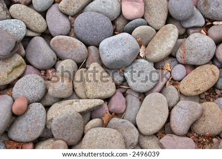 A mass of smoothed pebbles from the river.