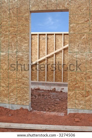 A door way framed in on a house under construction.