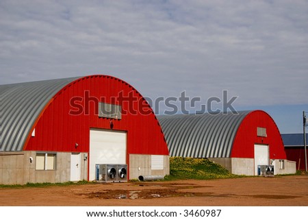 Potato storage warehouses on Prince Edward Island.
