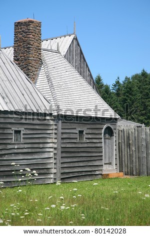 A reconstruction of the original Port Royal Habitation (1605), a french fur-trading post built by the company of Sieur de Mons and Samuel Champlain.