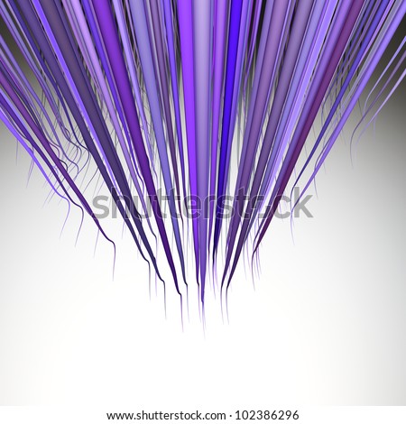3d render multiple wavy hair lines in multiple purple