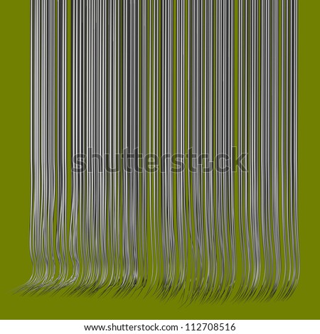 3d render multiple wavy hair lines in chrome silver on green