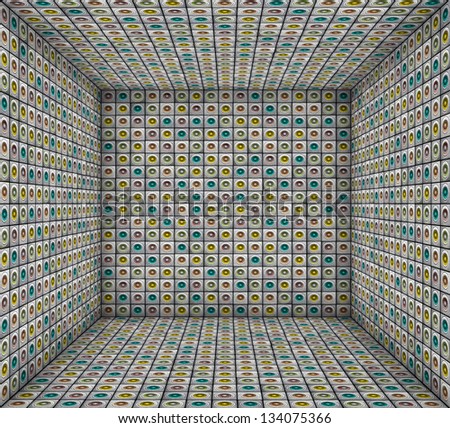 3d sound - system mosaic grunge square tiled empty space