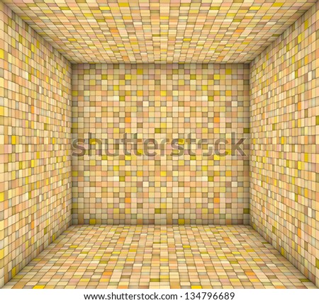 orange yellow mosaic square tiled empty space