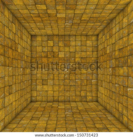 tile mosaic empty space room in rust yellow