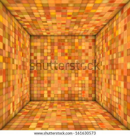 mosaic square tiled empty space in multiple orange
