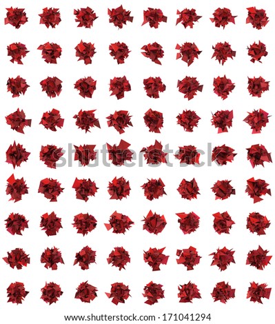 3d abstract red spiked shape pattern on white