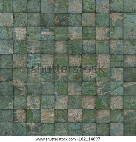 square mosaic tiled green grunge pattern
