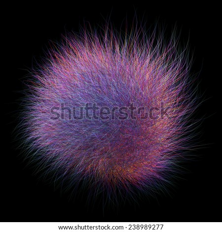 3d pink purple hairball on black